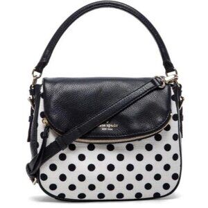 Kate Spade Navy Leather‎ & Polka Dot Canvas Crossbody Bag